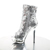 BLONDIE-R-1008 Plateau Stiefeletten Silber | Pleaser