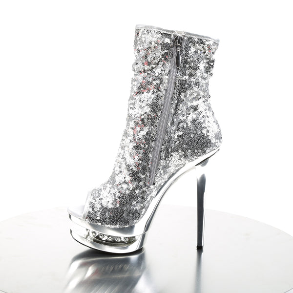 BLONDIE-R-1008 Plateau Stiefeletten Silber | Pleaser