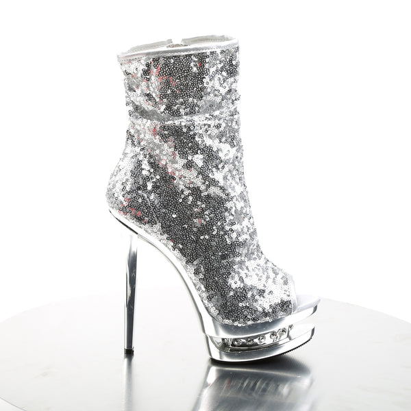 BLONDIE-R-1008 Plateau Stiefeletten Silber | Pleaser