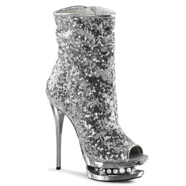 BLONDIE-R-1008 Plateau Stiefeletten Silber | Pleaser