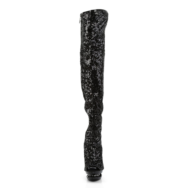 BLONDIE-R-3011 Plateau Overknee Stiefel - Schwarz | Pleaser