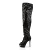 BLONDIE-R-3011 Plateau Overknee Stiefel - Schwarz | Pleaser