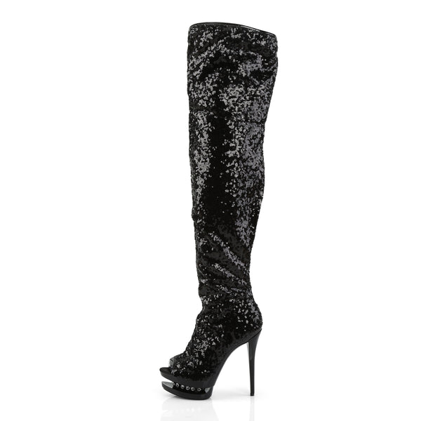 BLONDIE-R-3011 Plateau Overknee Stiefel - Schwarz | Pleaser