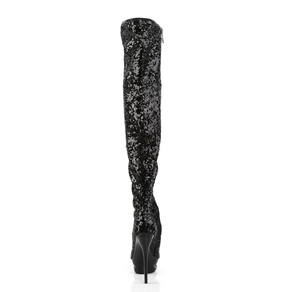 BLONDIE-R-3011 Plateau Overknee Stiefel - Schwarz | Pleaser