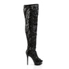 BLONDIE-R-3011 Plateau Overknee Stiefel - Schwarz | Pleaser
