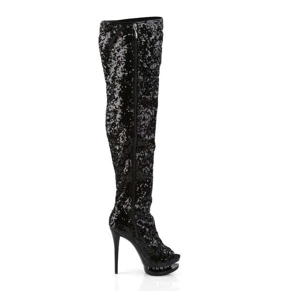BLONDIE-R-3011 Plateau Overknee Stiefel - Schwarz | Pleaser