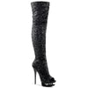 BLONDIE-R-3011 Plateau Overknee Stiefel - Schwarz | Pleaser