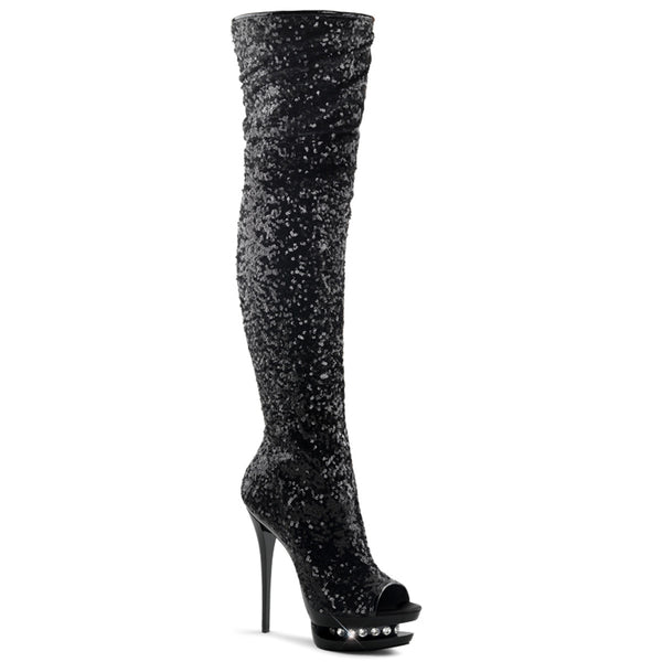BLONDIE-R-3011 Plateau Overknee Stiefel - Schwarz | Pleaser