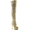 BLONDIE-R-3011 Plateau Overknee Stiefel - Gold | Pleaser