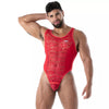 Rotes Fluid Lace Open Bodythong-Singlet | TOF Paris