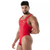 Rotes Fluid Lace Open Bodythong-Singlet von TOF Paris – Ansicht 3