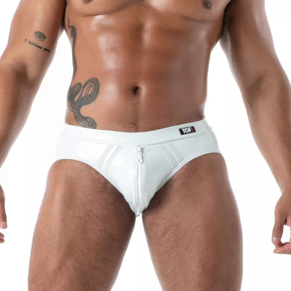 Weißer Bottomless Latex Second Skin-Slip von TOF Paris
