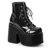 CAMEL-203 Plateau Stiefeletten - Schwarz Lack | DemoniaCult