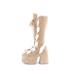 CAMEL-311 Plateau Stiefel Braun Velour/Wildleder mit Fell von DemoniaCult – Ansicht 3