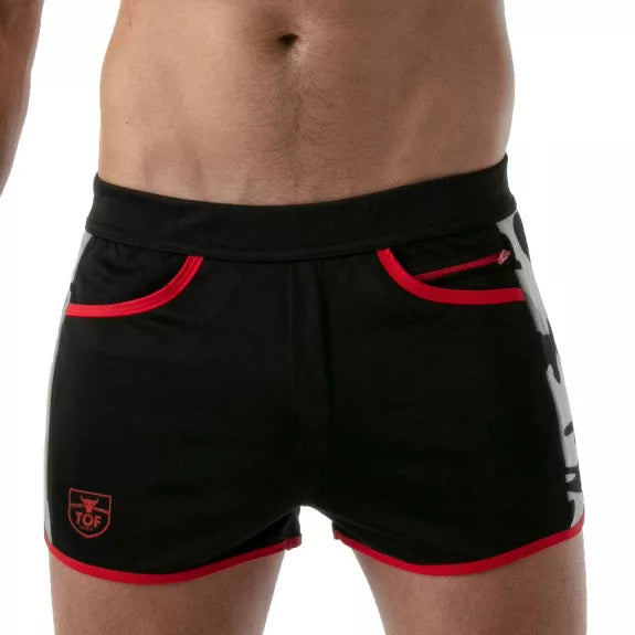 Shorts, Schwarz Camouflage - sportliches Design mit Reißverschlusstasche | TOF Paris