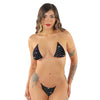 Schwarzes funkelndes Strass Micro Bikini Set | Pleaser Dancewear