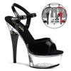 CAPTIVA-609 Plateau Sandaletten Schwarz/Transparent Strass | Pleaser