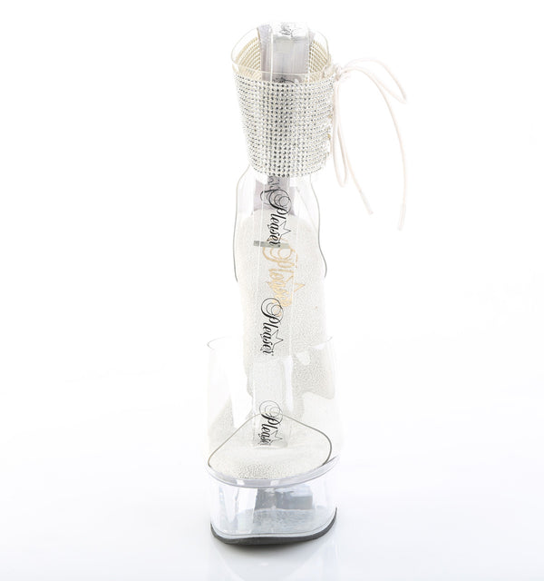CAPTIVA-624RS Plateau Sandaletten Transparent Strass/Glitzer von Pleaser – Ansicht 2