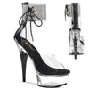 CAPTIVA-624RS Plateau Sandaletten Schwarz/Transparent Strass | Pleaser