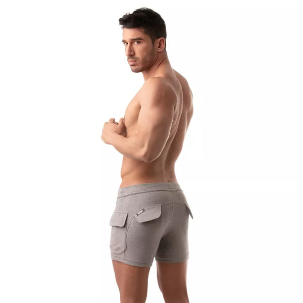 Graue verführerische Cargo Shorts mit maskulinem Schnitt von TOF Paris – Ansicht 4