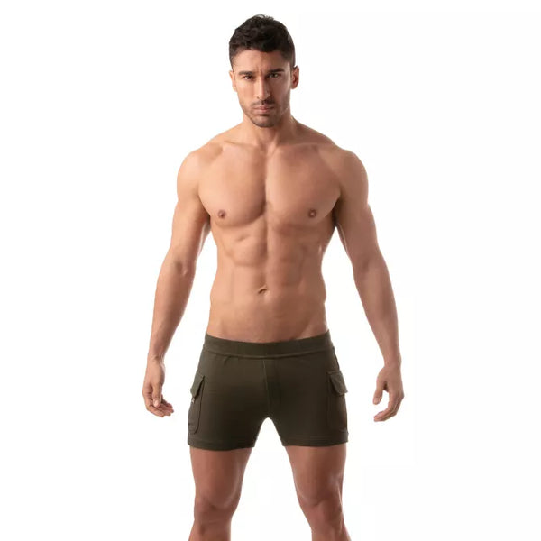 Khaki aufregende Cargo Shorts für provokante Streetwear Styles von TOF Paris – Ansicht 5