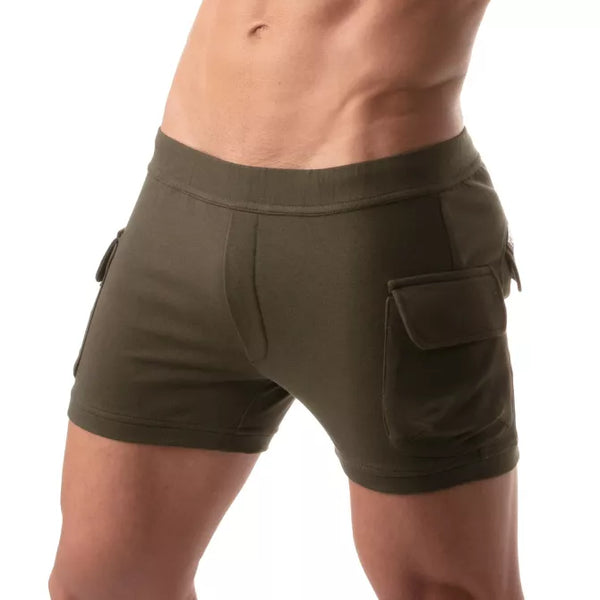 Khaki aufregende Cargo Shorts für provokante Streetwear Styles von TOF Paris – Ansicht 3