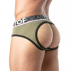 Herren Slips Backless Khaki - Weicher Bi-Stretch, Jacquard-Bund | TOF Paris