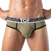 Herrenslip Khaki mit elastischem Jacquard-Bund und Kontraststreifen | TOF Paris