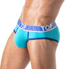 Herren Slips Türkis, weiche Bi-Stretch Baumwolle, elastischer Jacquardbund | TOF Paris