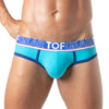Herren Slips Türkis, weiche Bi-Stretch Baumwolle, elastischer Jacquardbund | TOF Paris