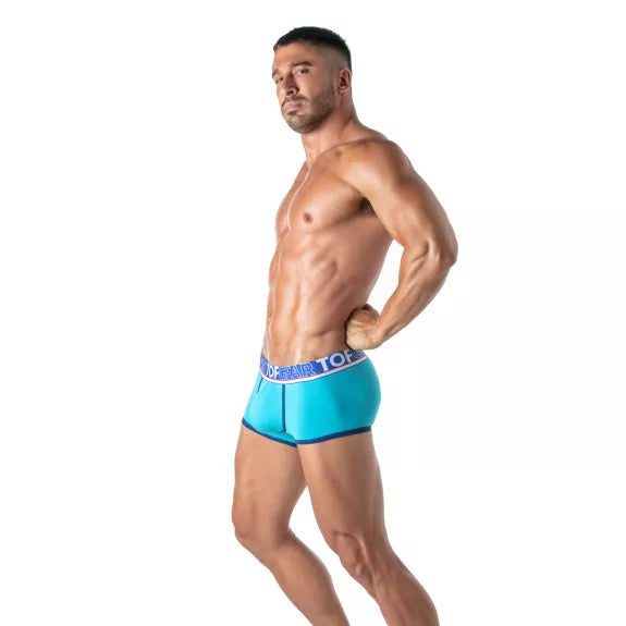 Boxershorts Herren low-waist, bi-stretch Baumwolle, Komfort, Türkis | TOF Paris