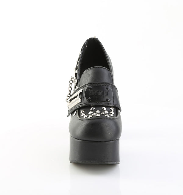 CHARADE-32 Plateau Pumps mit Nieten und Schiebeschloss von DemoniaCult – Ansicht 2