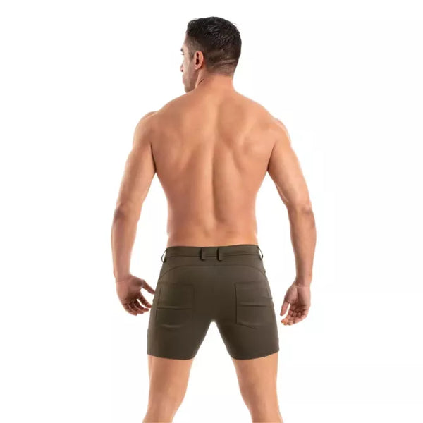 Khakifarbenes verführerisches Chino Shorts Modell mit perfekter Passform von TOF Paris – Ansicht 2