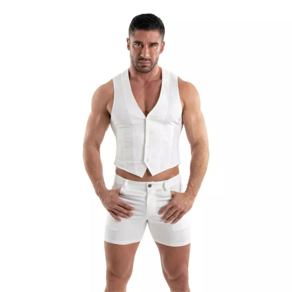 Weiße Chino Weste im eleganten Premium Designer Look von TOF Paris – Ansicht 4