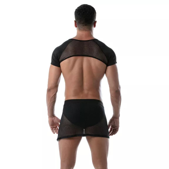 Herren Mesh Rock mit verstellbarem Bund - transparent & modern, Schwarz | TOF Paris