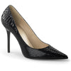 CLASSIQUE-20SP Pumps Schwarz Snake-Print Leder | Pleaser