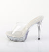 COCKTAIL-501RSI Plateau Pantoletten Glitzer Silber | Fabulicious