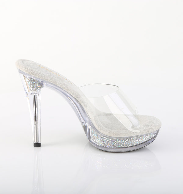 COCKTAIL-501RSI Plateau Pantoletten Glitzer Silber | Fabulicious