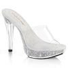 COCKTAIL-501RSI Plateau Pantoletten Glitzer Silber | Fabulicious