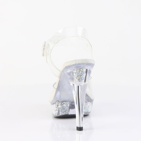 COCKTAIL-508RSI Plateau High Heel Sandaletten - Silber Glitzer Transparent von Fabulicious – Ansicht 4