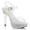 COCKTAIL-508RSI Plateau High Heel Sandaletten - Silber Glitzer Transparent von Fabulicious