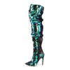 COURTLY-3011 Overknee Stiefel Blau Grün | Pleaser