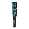COURTLY-3011 Overknee Stiefel Blau Grün | Pleaser