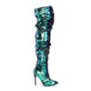 COURTLY-3011 Overknee Stiefel Blau Grün | Pleaser