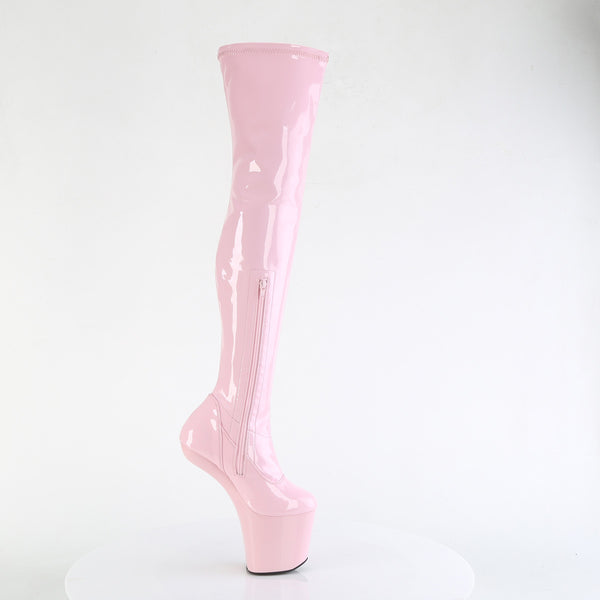 CRAZE-3000 Plateau Pony Overknee Stiefel - Rosa Lack von Pleaser – Ansicht 5