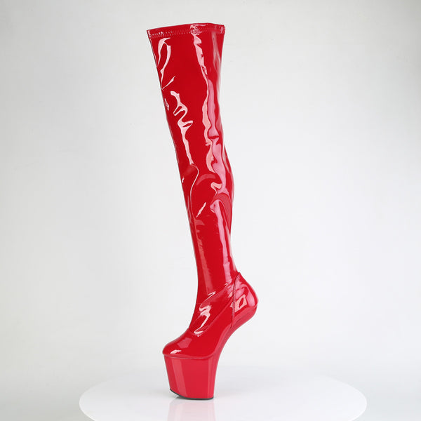 CRAZE-3000 Plateau Overknee Stiefel - Rot Lack von Pleaser – Ansicht 3
