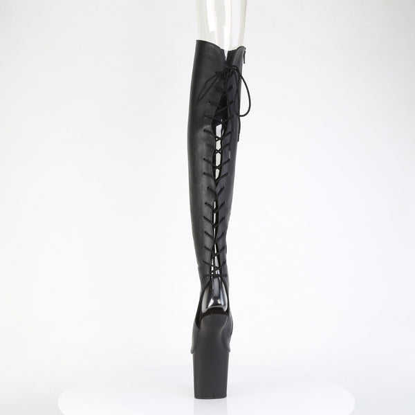 CRAZE-3019 Plateau Pony Overknee Stiefel - Schwarz Matt von Pleaser – Ansicht 4