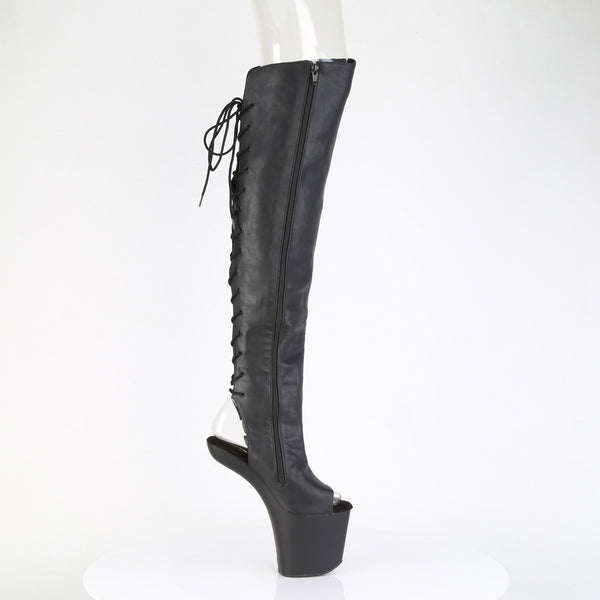 CRAZE-3019 Plateau Pony Overknee Stiefel - Schwarz Matt von Pleaser – Ansicht 5