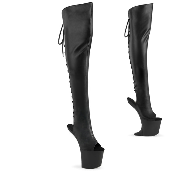 CRAZE-3019 Plateau Pony Overknee Stiefel - Schwarz Matt von Pleaser