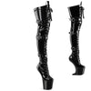 CRAZE-3028 Plateau Pony Overknee Stiefel - Schwarz Lack | Pleaser